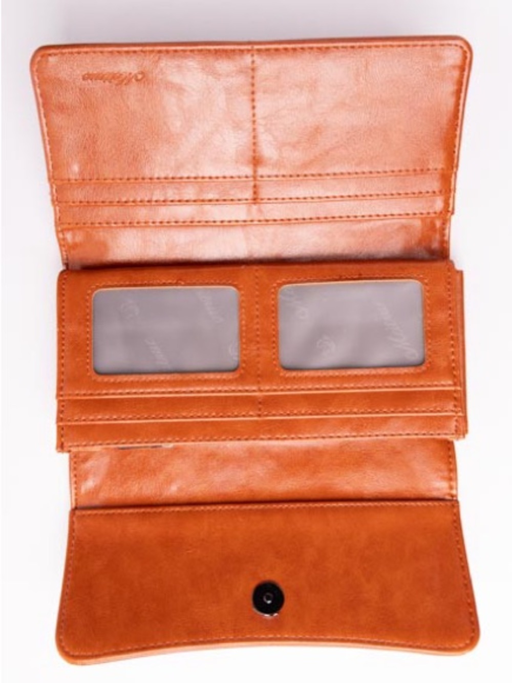 MEITRUE Tan Brown Leather Embossed Floral Trifold Wallet RFID Blocking Clutch - Picture 2 of 4